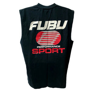 Vintage FUBU Mens XL Sleeveless Muscle Tank Shirt Black Red Loose Fit